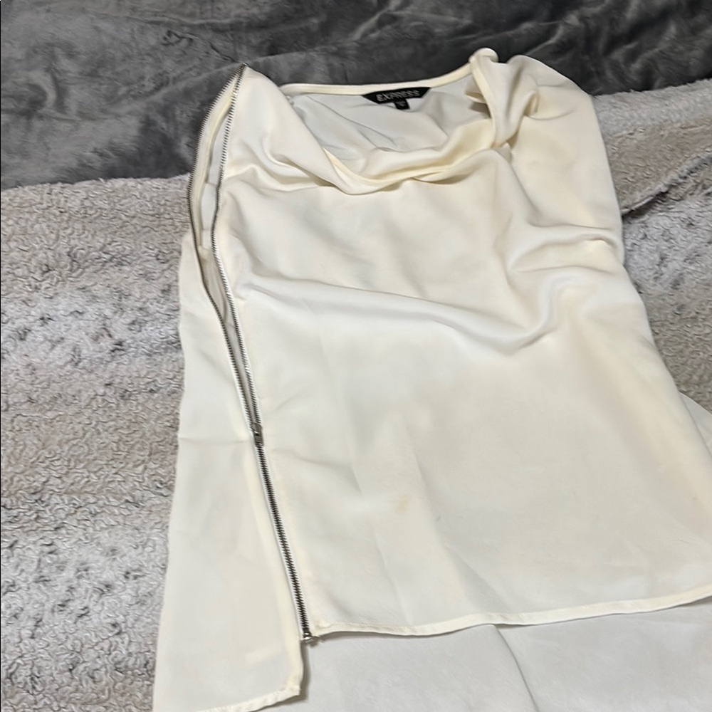 Express Ivory Sleeveless Blouse with Side Zipper